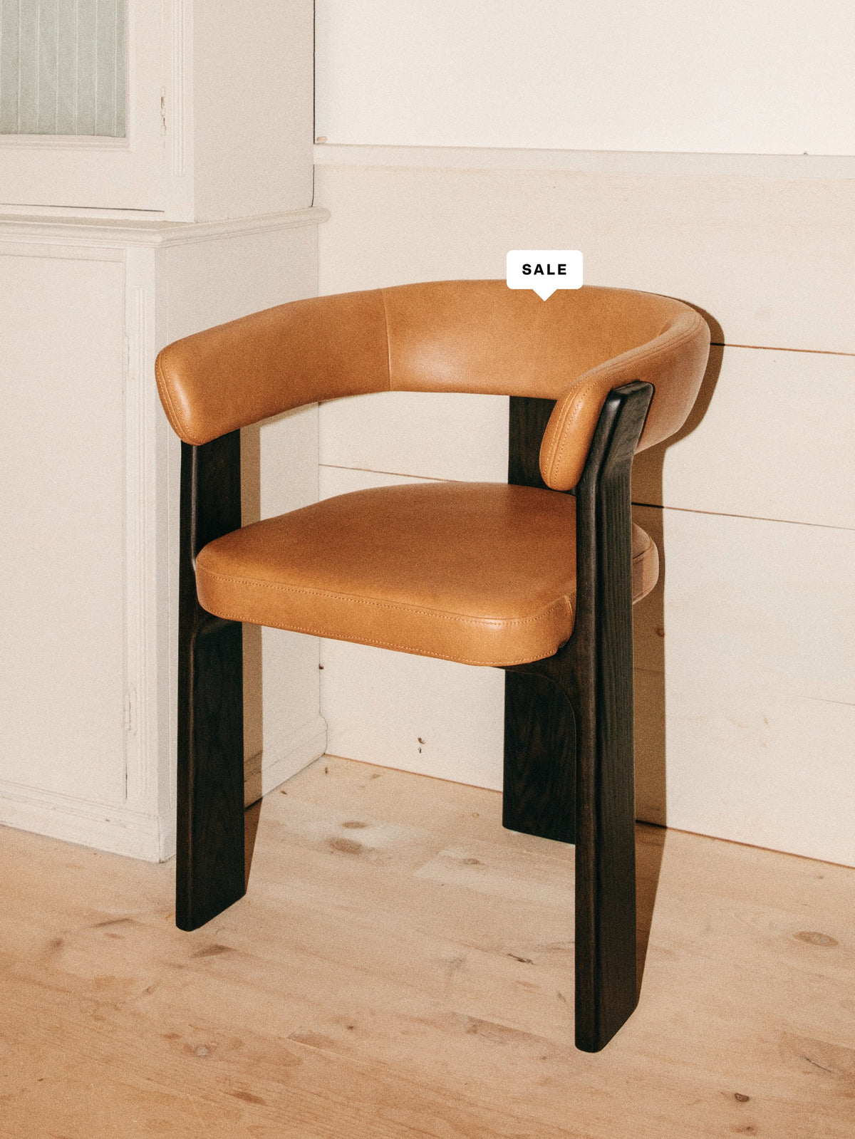 Trine Dining Chair, Dark Brown Oak, Tobacco Leather