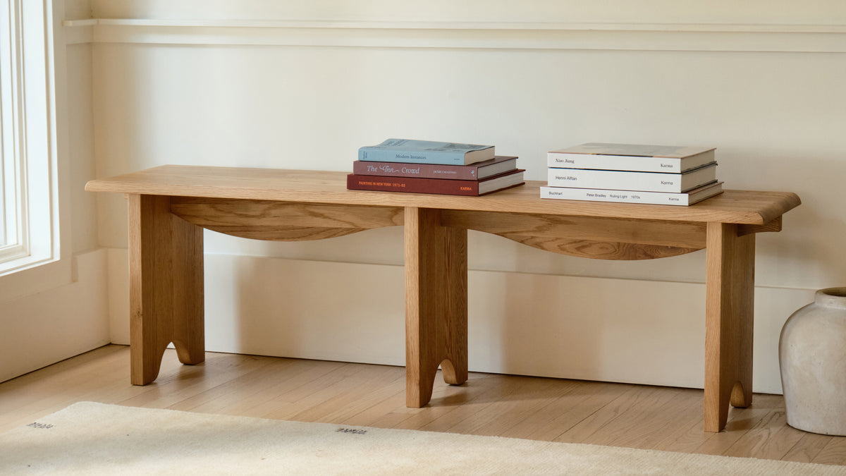 Bowtie Bench, Seats 2, Natural Oak