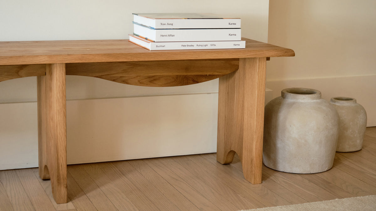 Bowtie Bench, Seats 2, Natural Oak