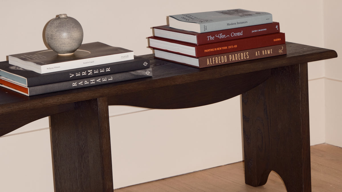 Bowtie Bench, Seats 3, Dark Brown Oak