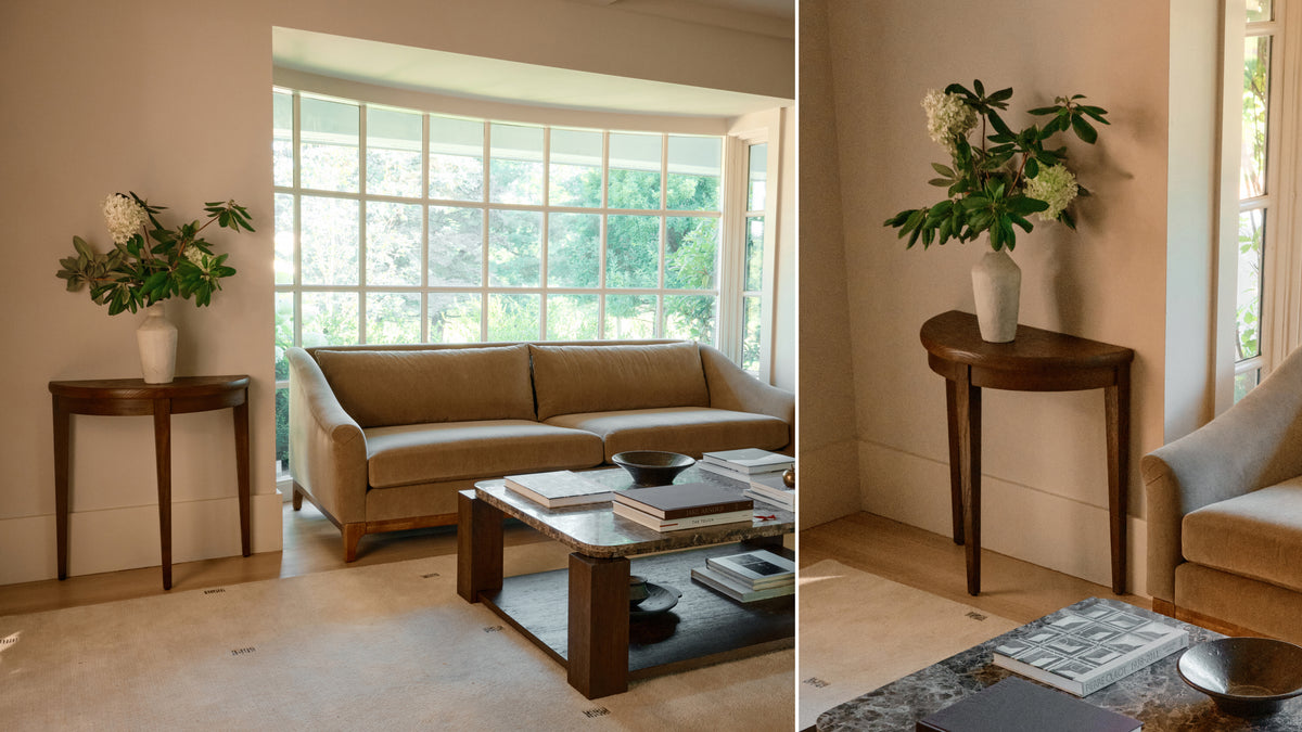 Perch Demilune Console, Dark Oak — alternate view