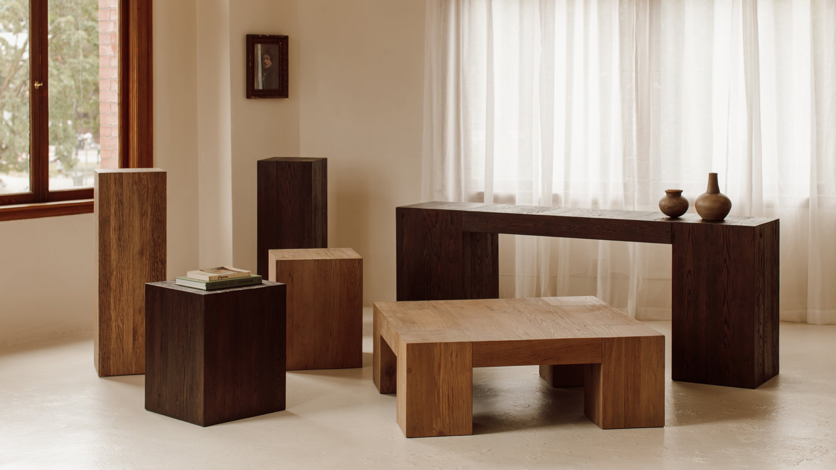 Arcade Console, Brown Oak