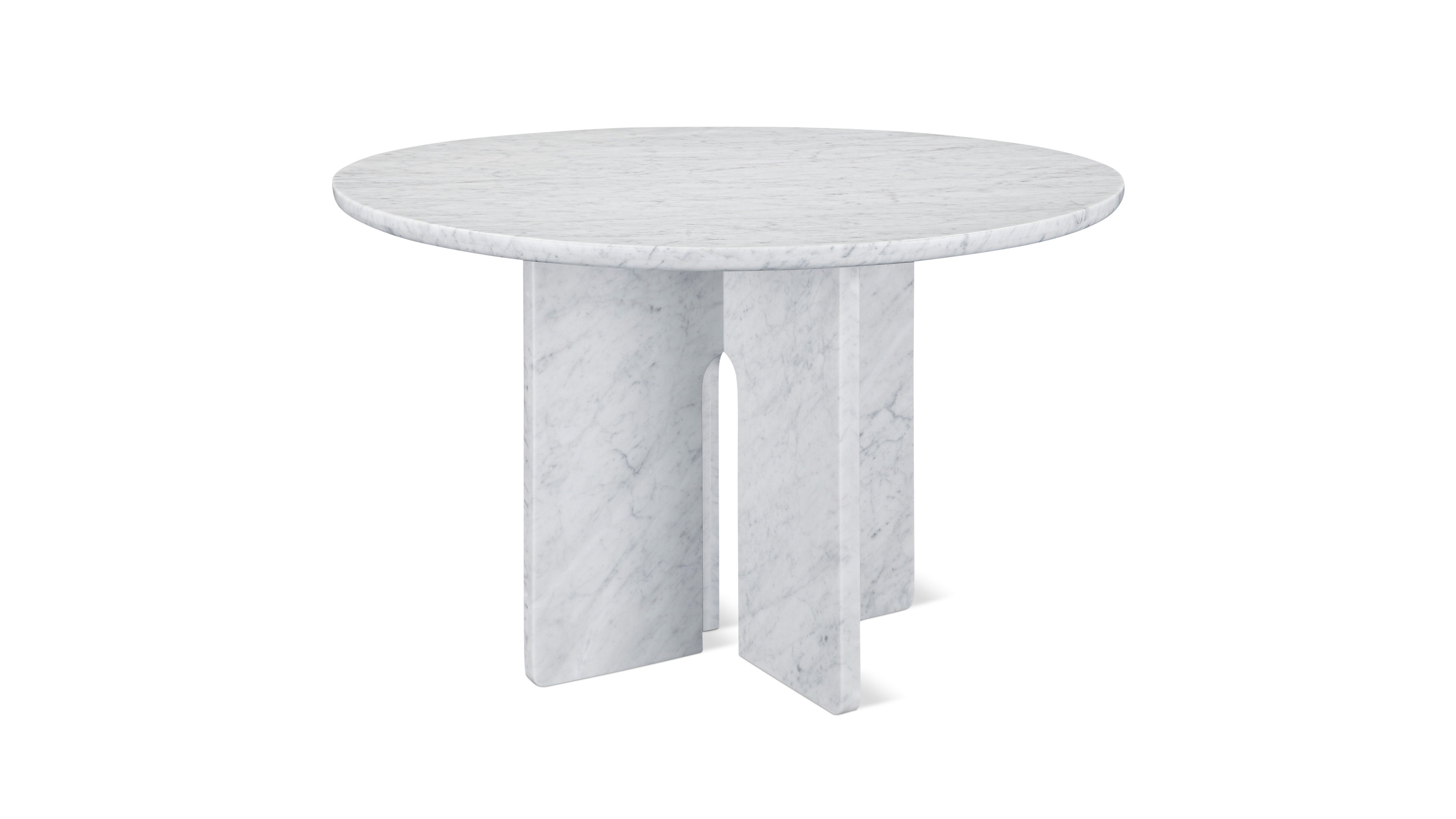 Clover Round Dining Table, Seats 4-5 People, White Carrara Marble