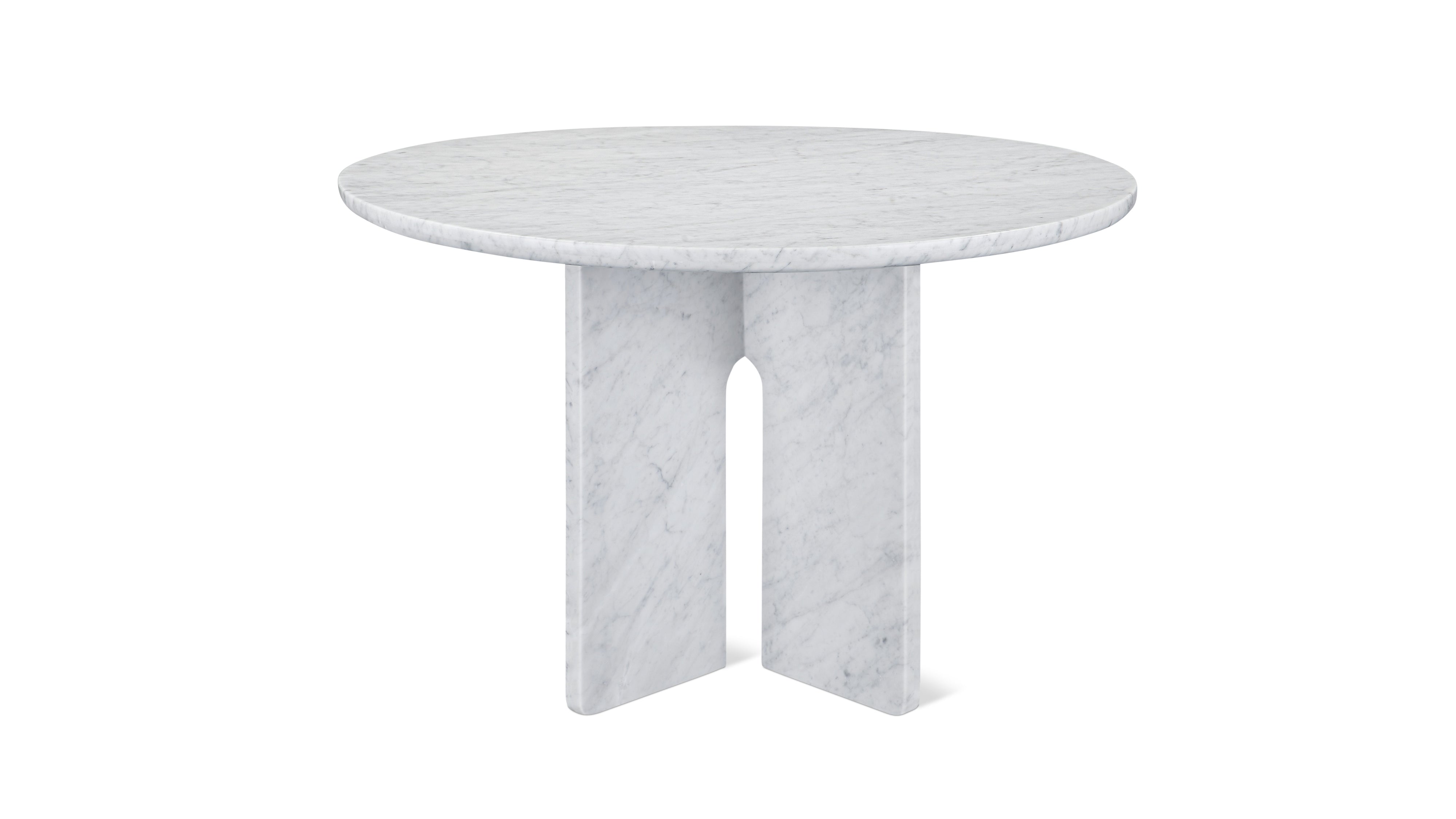 Clover Round Dining Table, Seats 4-5 People, White Carrara Marble