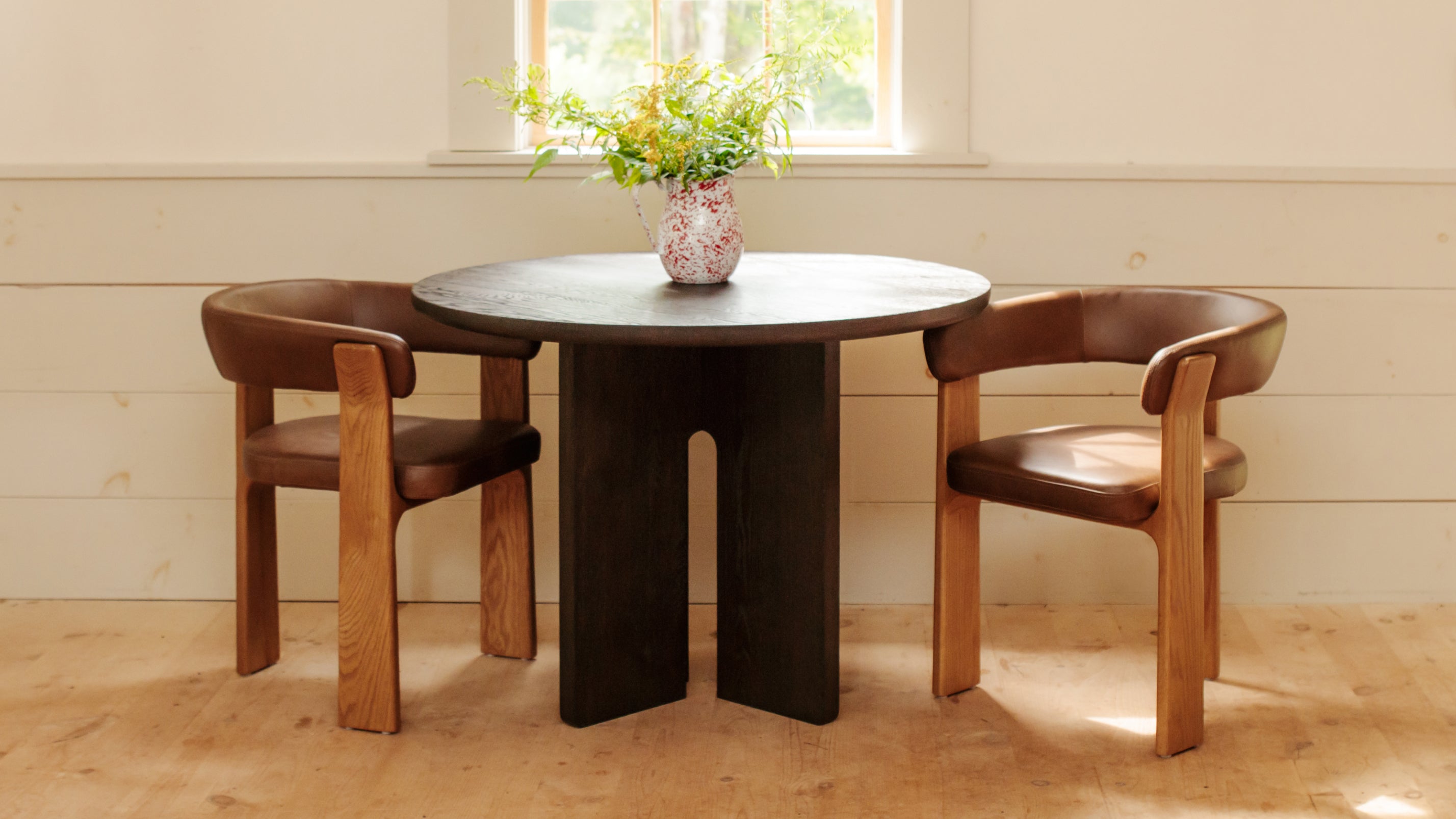 Trine Dining Chair, Natural Oak, Hazel Leather