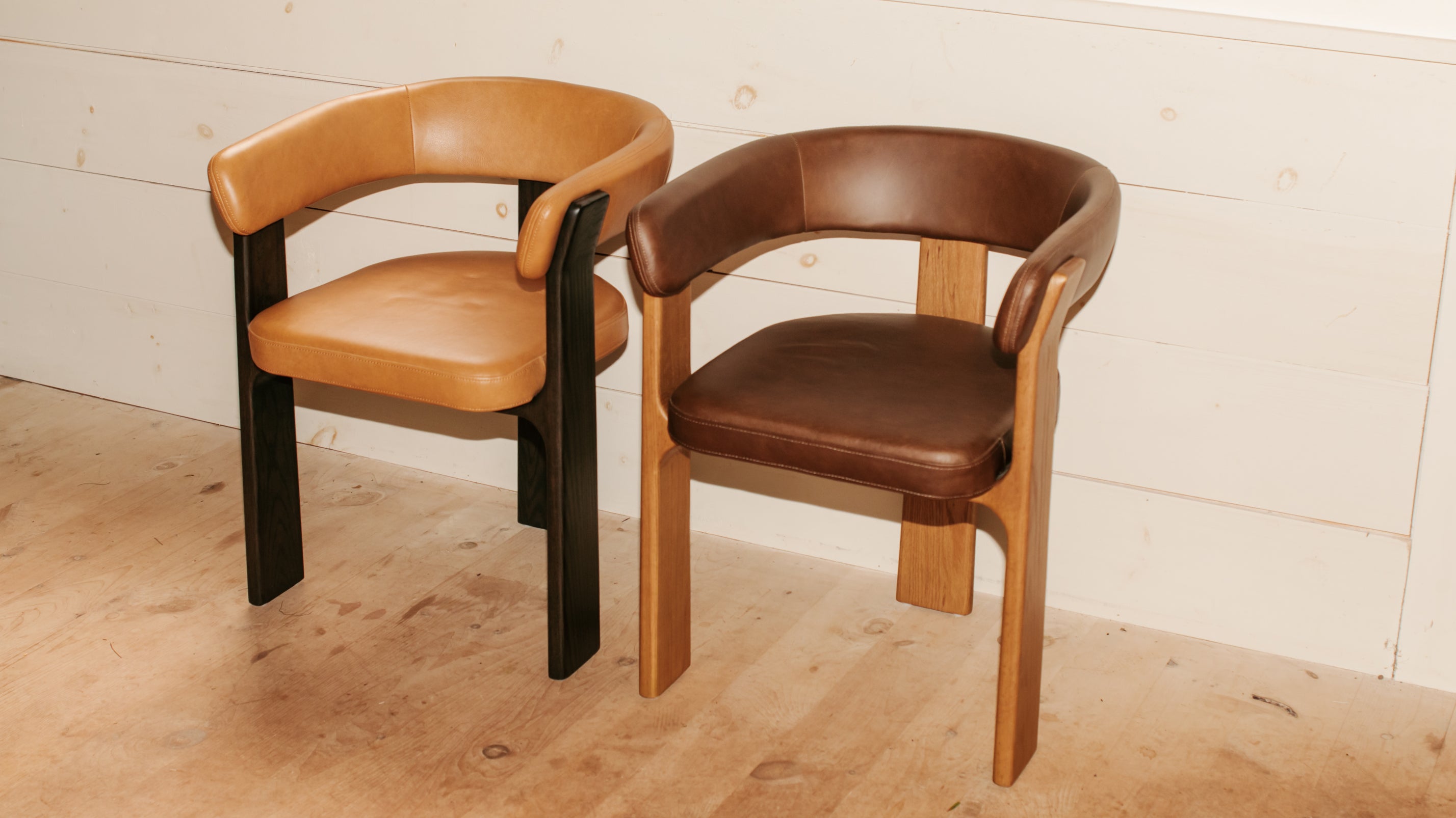 Trine Dining Chair, Natural Oak, Hazel Leather