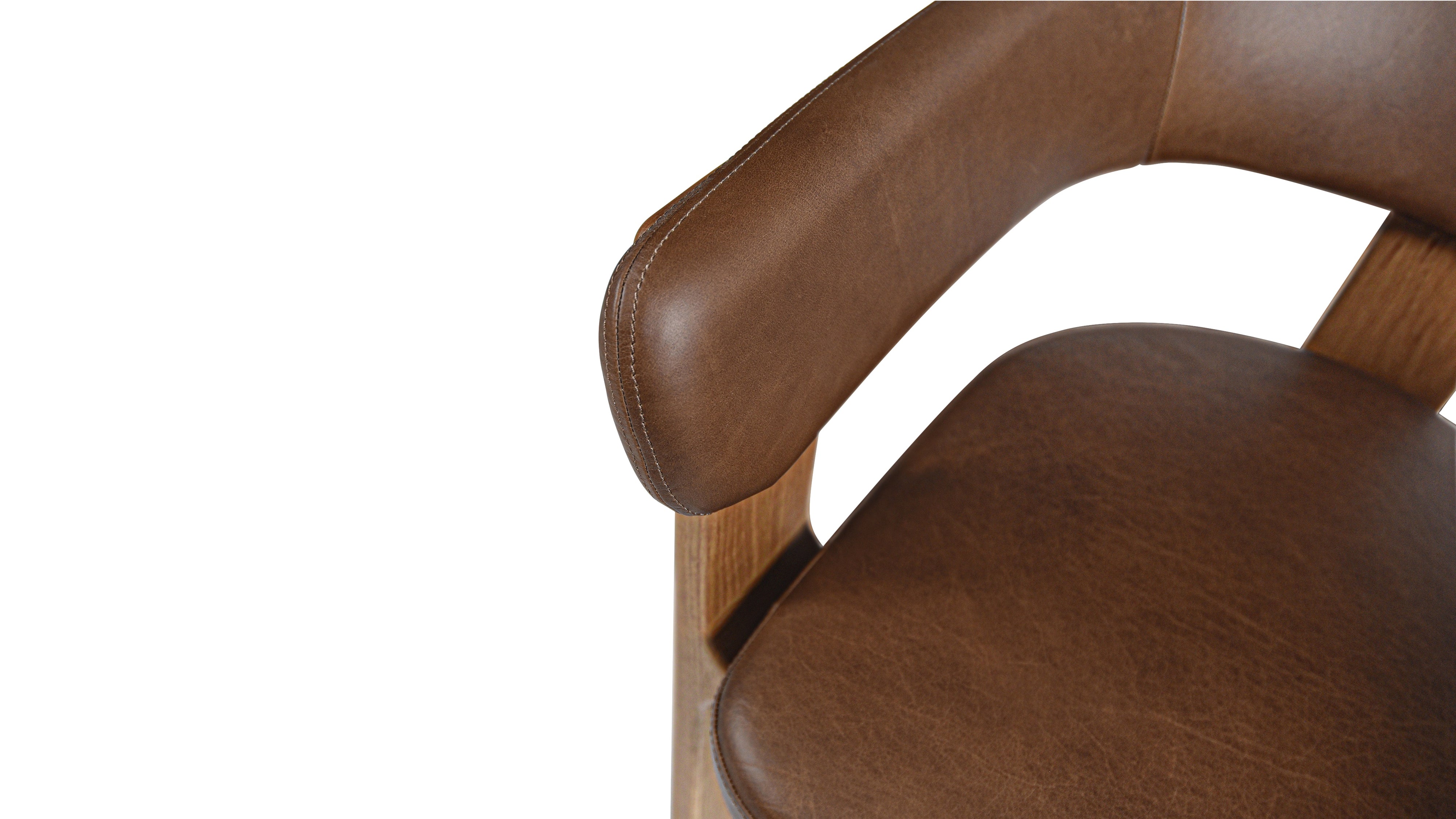 Trine Dining Chair, Natural Oak, Hazel Leather