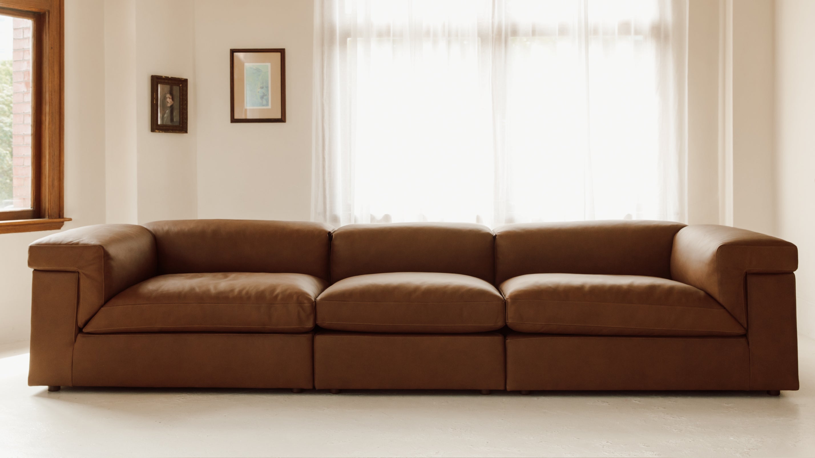 Saddle 3-Piece Modular Sofa, Bourbon