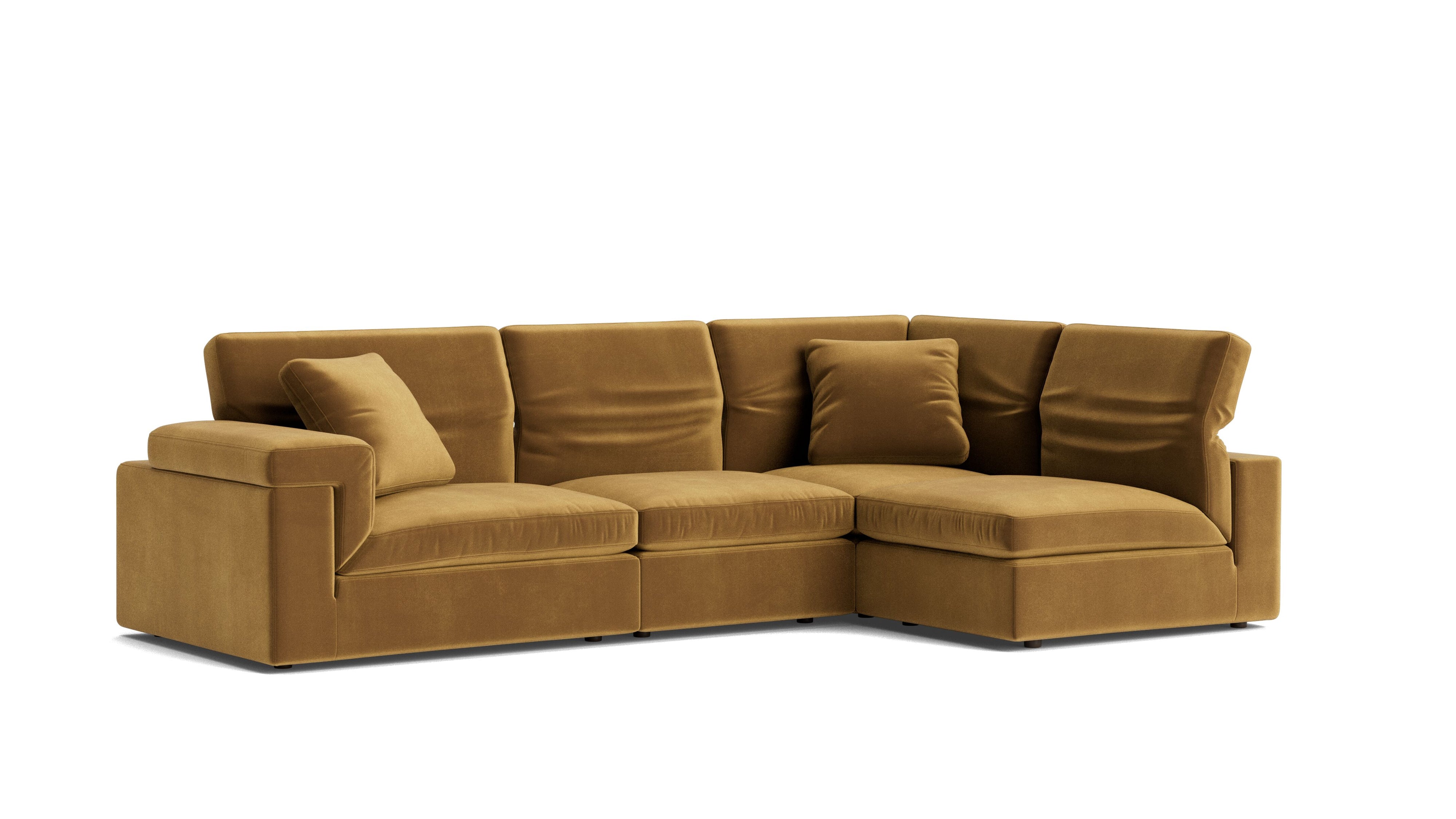 Saddle 4-Piece Modular Sectional Right, Gold