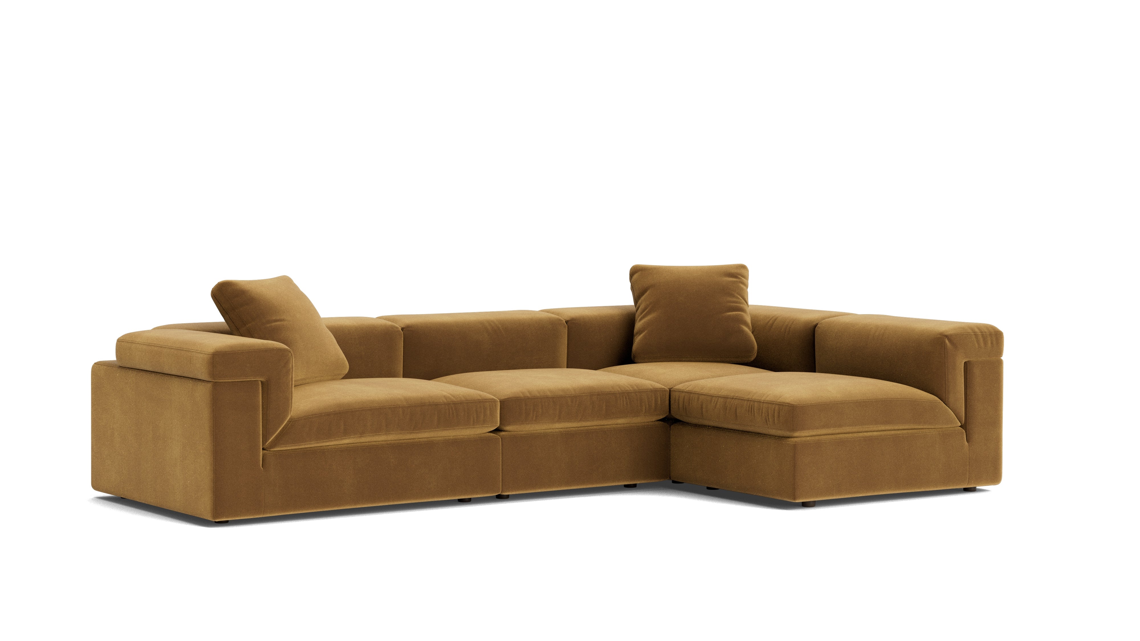 Saddle 4-Piece Modular Sectional Right, Gold