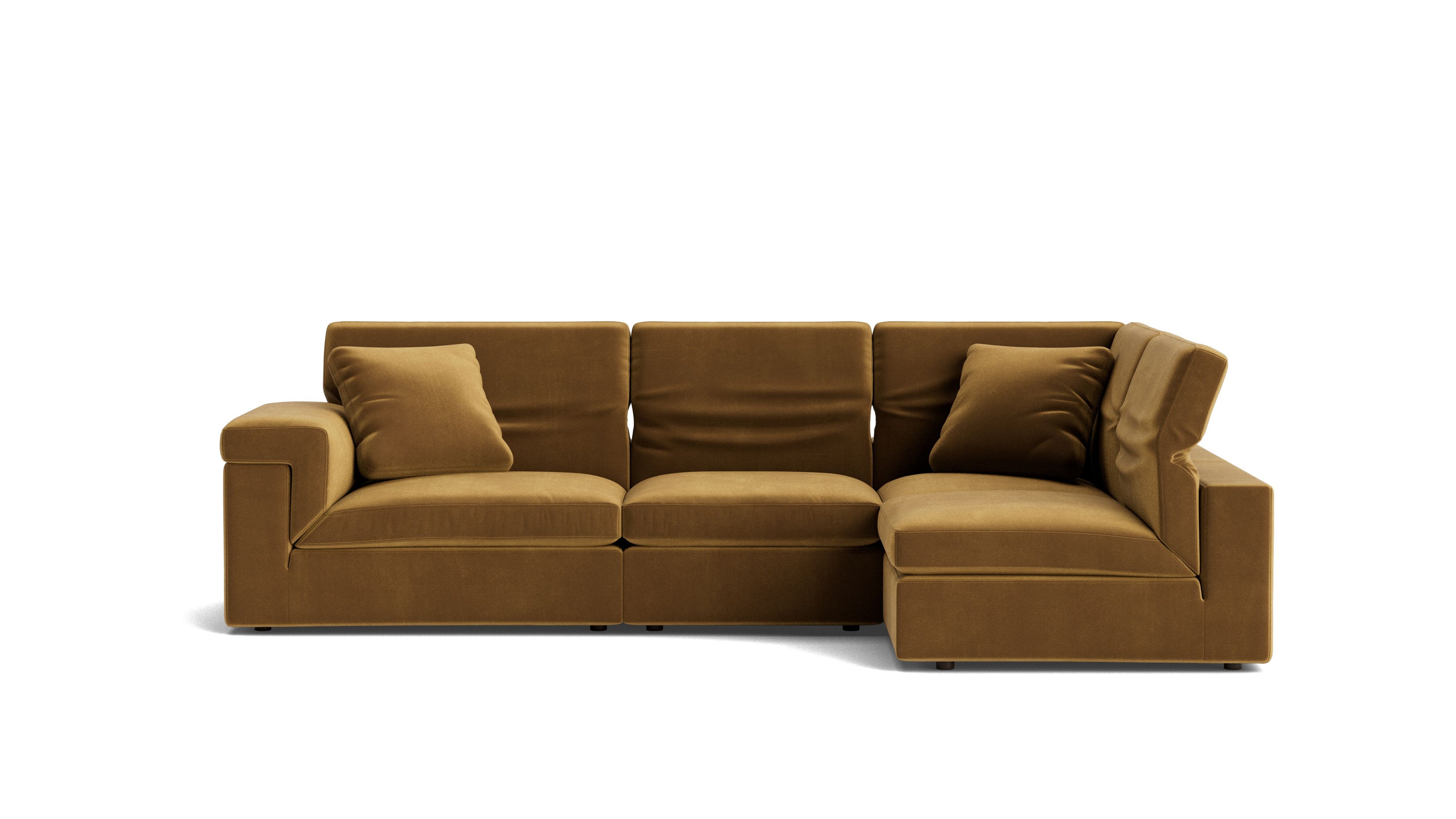 Saddle 4-Piece Modular Sectional Right, Gold