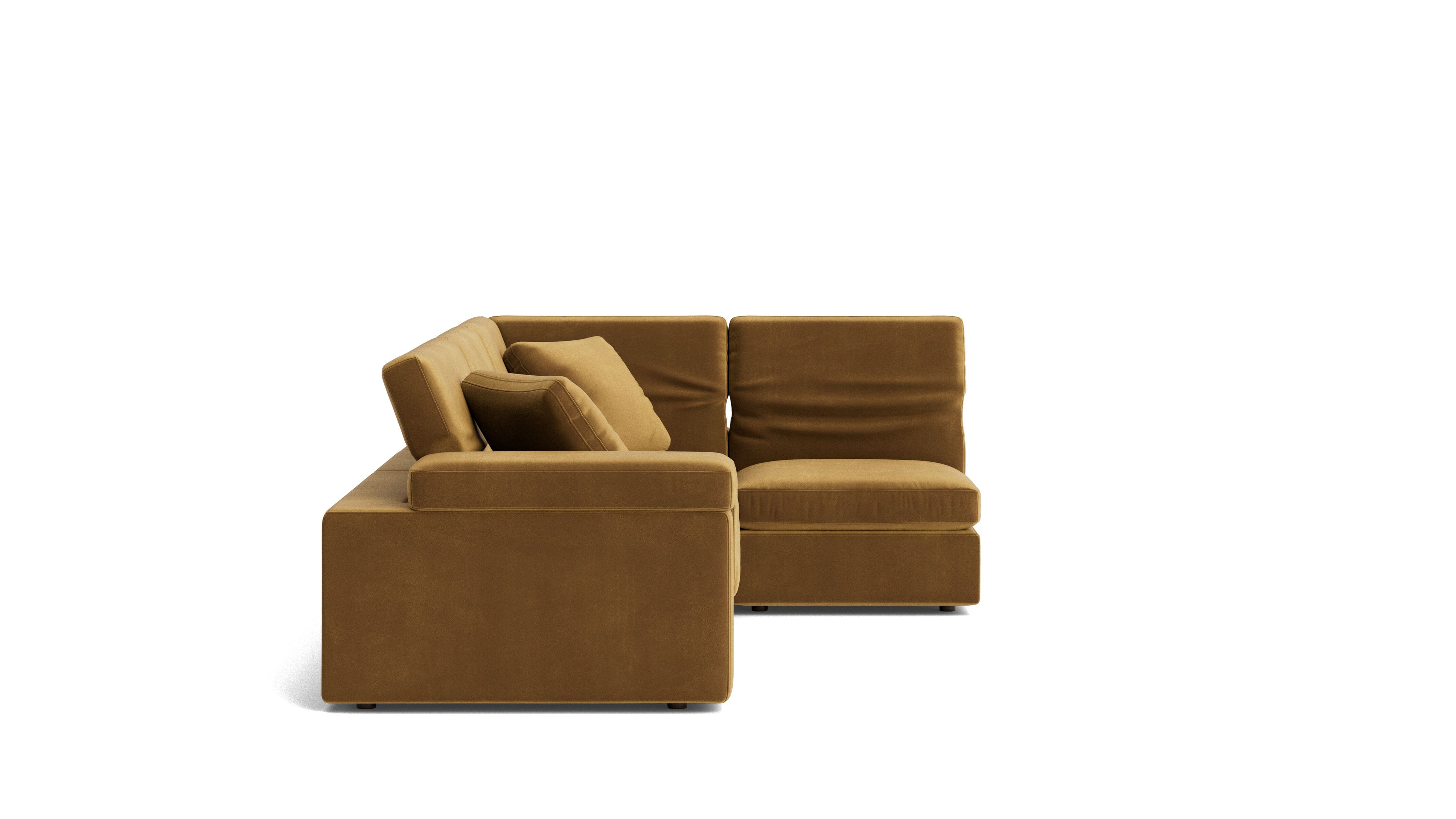 Saddle 4-Piece Modular Sectional Right, Gold